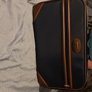 Men's Navy Travel Briefcase with Brown Trim